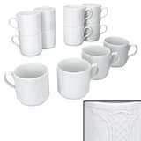 thumbnail of 12x Salzburg Kaffeebecher 230ml weiß Porzellan-Tassen 12 Personen stapelbar