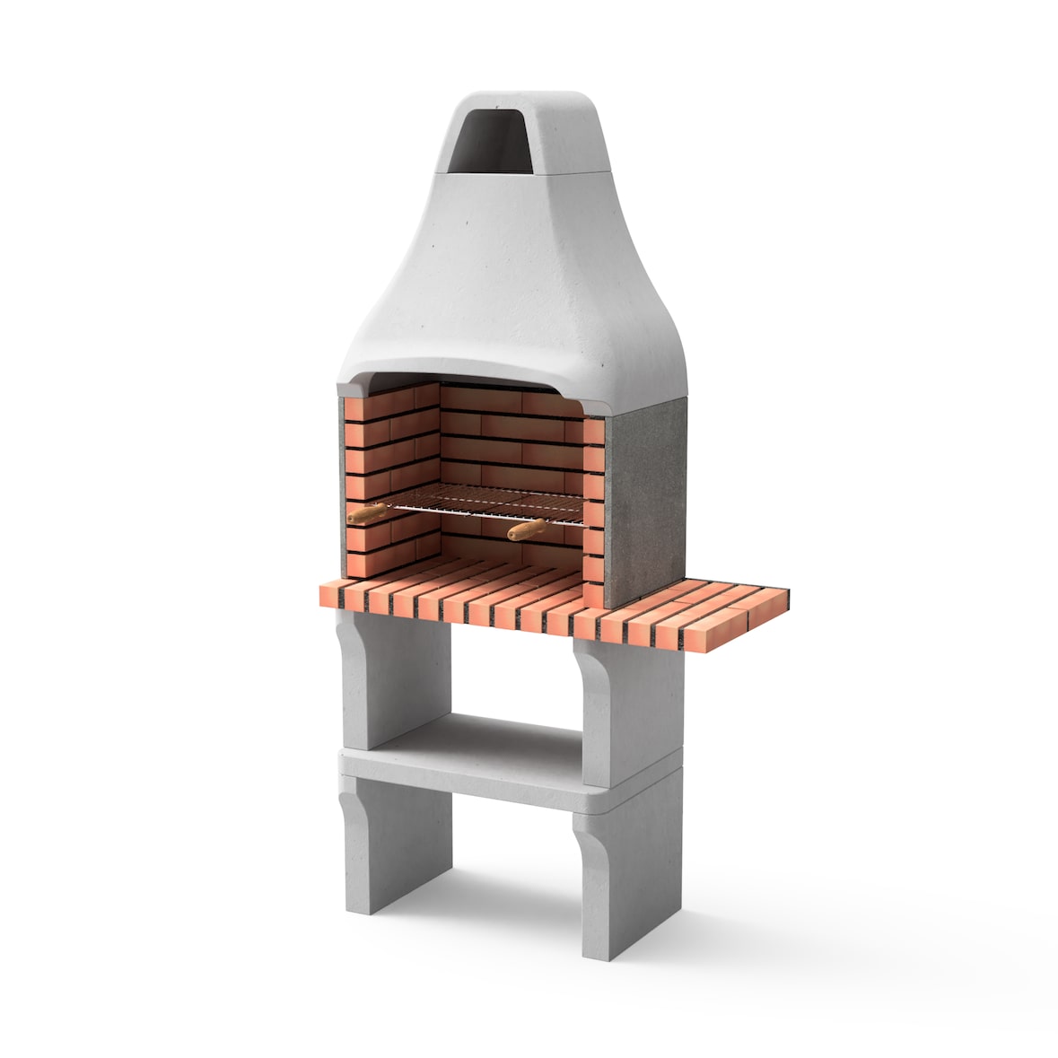 MF - New Iberia Plus vorgefertigter gemauerter Grill mit Seitenstütze (Grau, Orange - 95x47x190 cm) REF: M00195 - Verwendung im Außenbereich