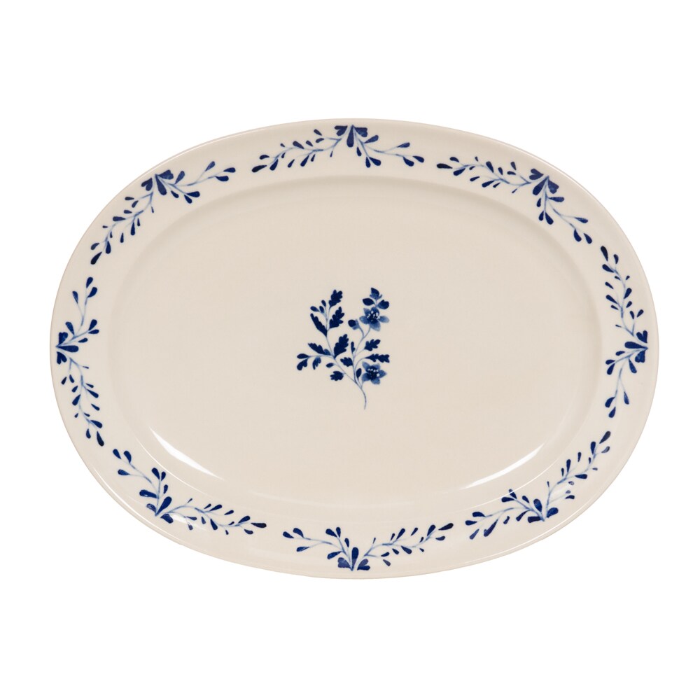Plat ovale Appoline bleu 42x30 cm -  Ovale Grès Table Passion 42.00x32.00 cm
