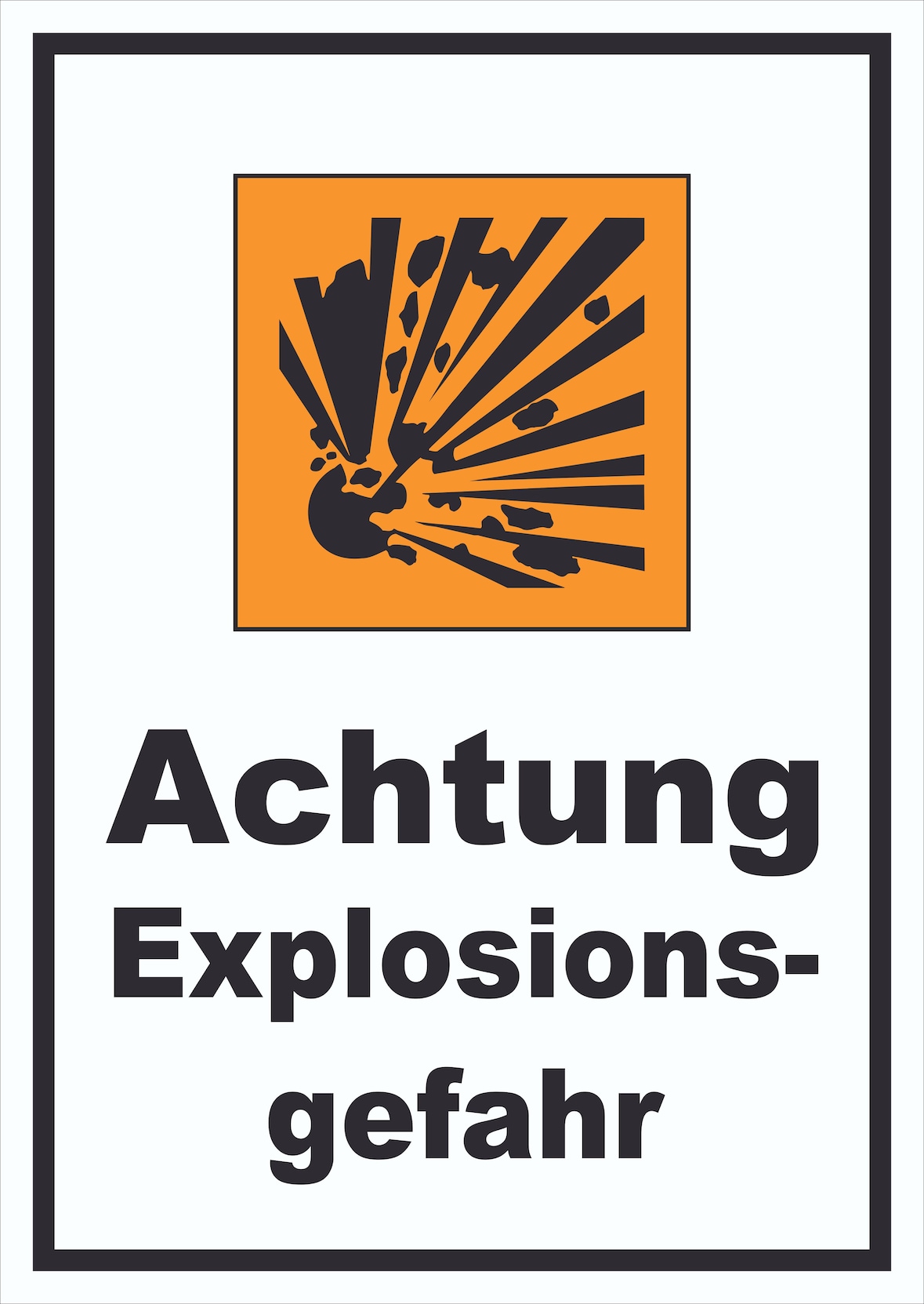 Schild Gefahrensymbol Explosionsgefahr hochkant A4 (210x297mm)