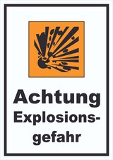 thumbnail of Schild Gefahrensymbol Explosionsgefahr hochkant A4 (210x297mm)