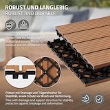 thumbnail of ECD Germany – WPC Terrassenfliesen – 30x30 cm 11 Stk.=1m² Hellbraun | geriffelt, Holzoptik, Klicksystem mit Drainage