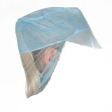thumbnail of 5x100x Schildmütze mit Langhaar-Schutz aus Polypropylen-Vlies Einweg Blau Ø31 cm Schirmmütze Kochhut Kochmütze