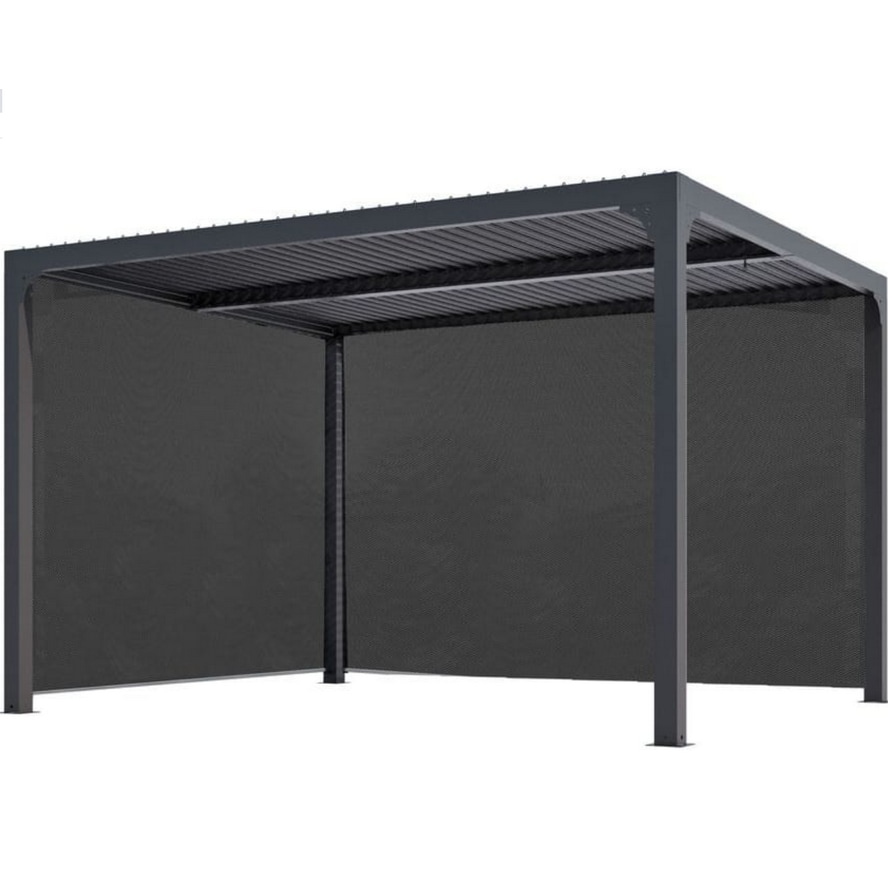 HABRITA Abri De Jardin  Bioclimatique Avec Rideaux Manuels 10.80 M2 Gris Anthracite per 36r30r bi