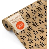 thumbnail of Rollo de Papel Regalo Kraft Florcillas 31cm x 80m Bobina Grande Resistente - Envolver Regalos Tiendas Comercios Eventos - FP Fiesta Paper