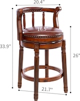 thumbnail of Barhocker aus Echtleder Braun 96x55x55 cm mit Rückenlehne 360 Grad drehbar Massivholzgestell Sitzpolster aus High Density Schaum