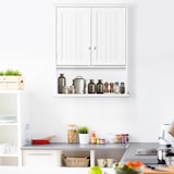 thumbnail of Armario Baño de Pared con 2 Puertas Estante Interior Ajustable y Compartimento Abierto Mueble Auxiliar Suspendido Multiusos para Cocina 60x20x70,5 cm