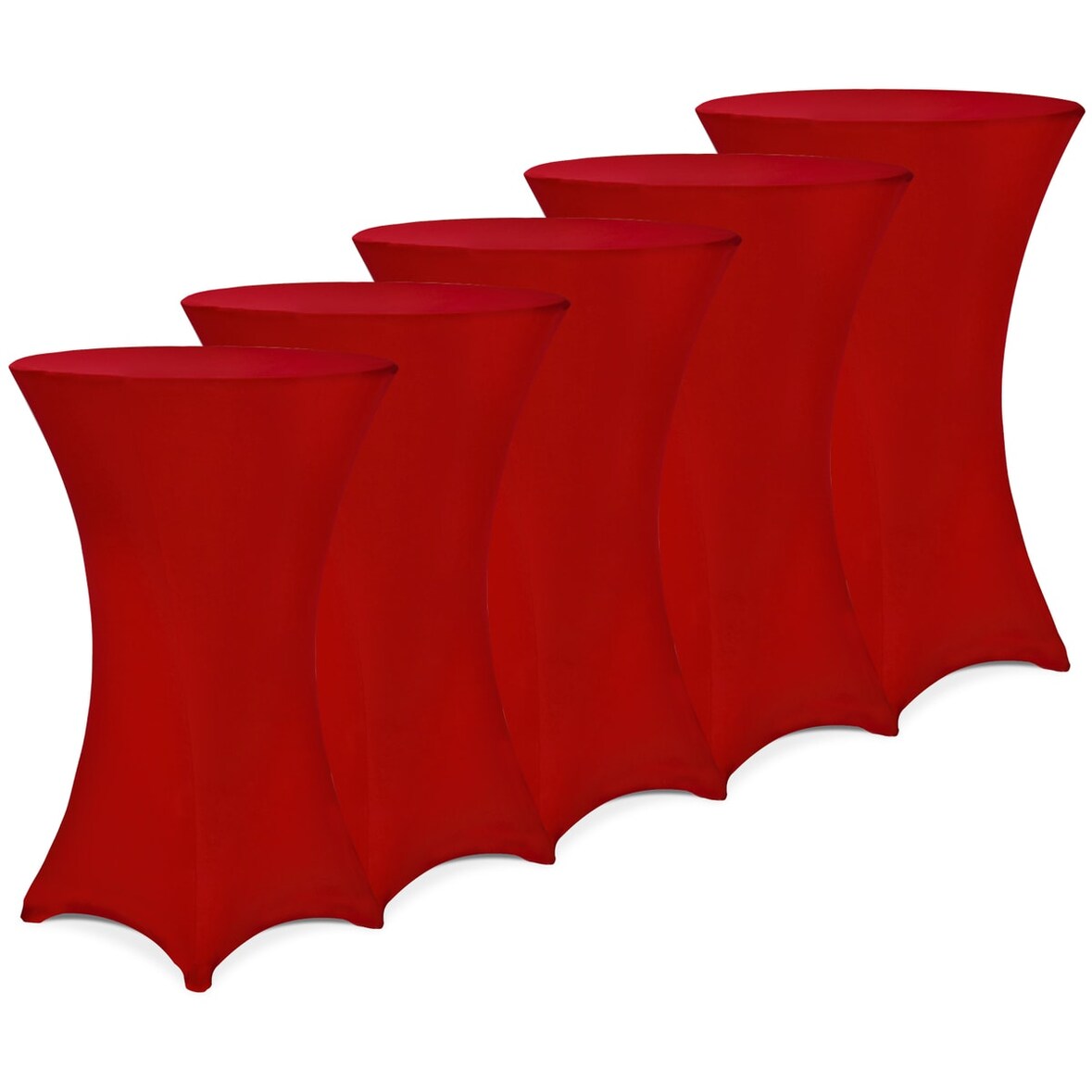 DETEX® Stehtischhusse 5er Set Bordeaux-Rot 80-85cm Verstärkter Fußbereich 30°C Waschbar Stehtisch Hussen Stretch Bezug