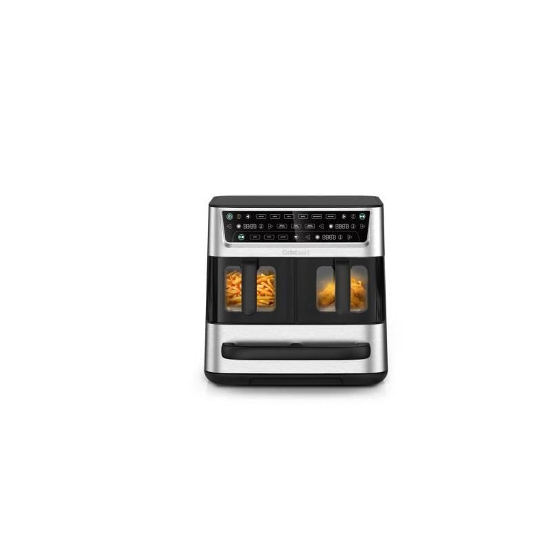 Friteuse Sans Huile Cuisinart - Airfryer Aft13xsse - Capacité 13,6l - Double Cuves + 1 Tiroir - Noir / Inox - 2400w
