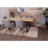 thumbnail of Set di 6 sedie da pranzo HWC-M65, sedia da cucina poltrona sedia, girevole auto-posizione in metallo tessuto/tessuto ~ grigio