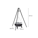 thumbnail of Tarrington House draaibare barbecue Bunbury, staal/zink, 133 x 116 x 167 cm, Ø 66 cm, instelbare kookhoogte: 20 - 80 cm, zwart