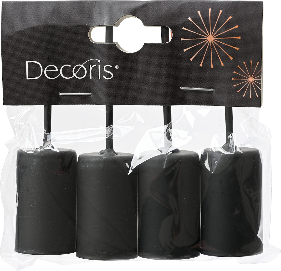 4 Kerzenhalter zum Stecken 2,3 x 9,2cm Eisen Stabkerzenhalter mit Spieß Adventskerzenhalter Kerzenstecker Steckhalter Schwarz