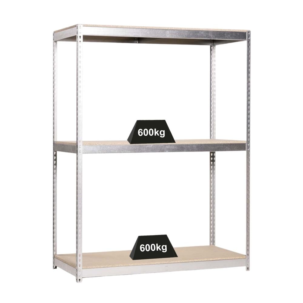 PROREGAL Schwerlastregal WOOD BEAST THREE | HxBxT 200x150x75cm | 3 Ebenen | Fachlast 600kg | Verzinkt | Werkstattregal Lagerregal Gargenregal