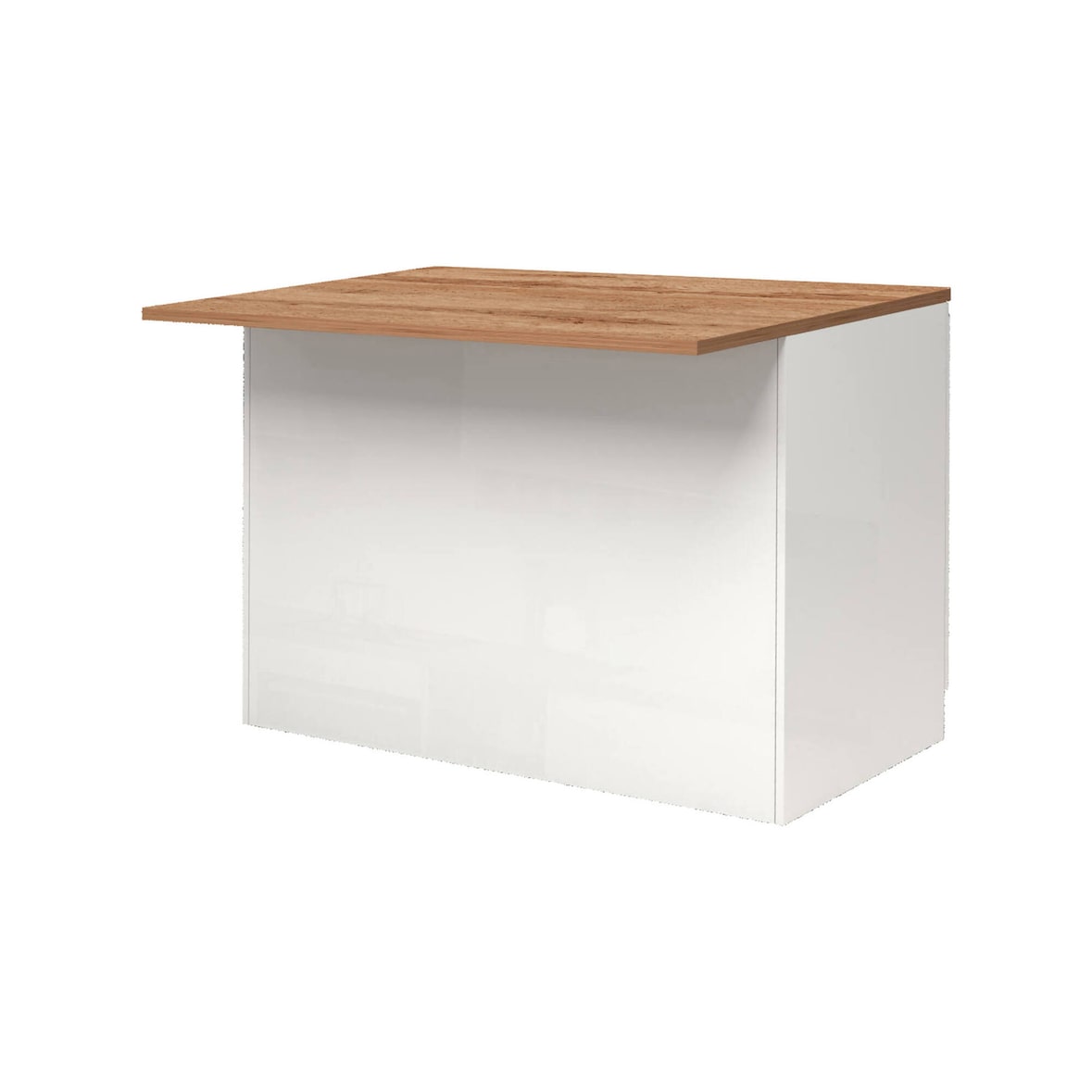 Dmora Isola da cucina Daffaticat, Armadio multiuso, Mobile per cucinotto, Tavolo ausiliario, 100% Made in Italy, 125x90h90 cm, Bianco lucido e Rovere