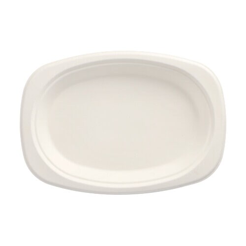 50 Teller, Zuckerrohr `pure` oval 23 cm x 16 cm x 2 cm weiss