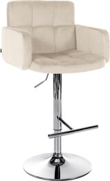 thumbnail of Barhocker SUTUN - Samt Creme 60x56x93 cm Silber | Barstuhl Mit Lehne Drehbar Tresenhocker Tresenstuhl Kneipenhocker Kneipenstuhl