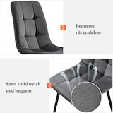 thumbnail of Esstisch Set 80x80x76 Rund Modern MDF Marmormuster Metallgestell 4 Samt Stühle Komfort Essgruppe Dunkelgrau