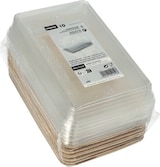 thumbnail of 50 Stück Sushi-Schalen aus Palmblatt eckig 200 ml 22 x 14,2 cm natur mit rPET Deckel  Kombipack