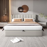 thumbnail of Multifunktionsbett 140x200 mit USB, LED-Beleuchtung, verstellbarem Kopfteil und wasserdichtem Material mit intelligenter Steuerung Grau