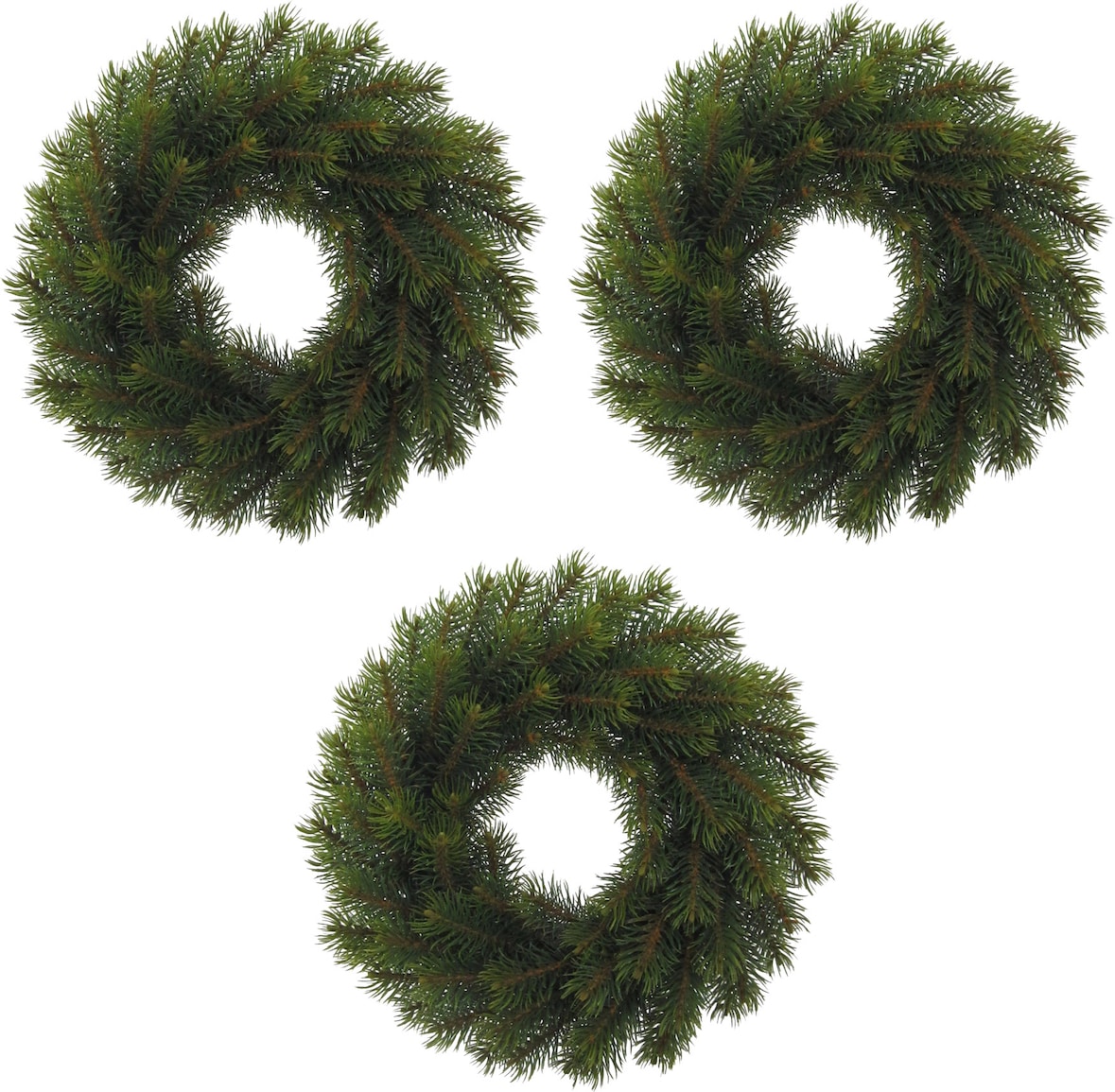 CREATIV green künstliche Pflanze Tannenkranz 76 Tipps, 30 cm, 3er Set