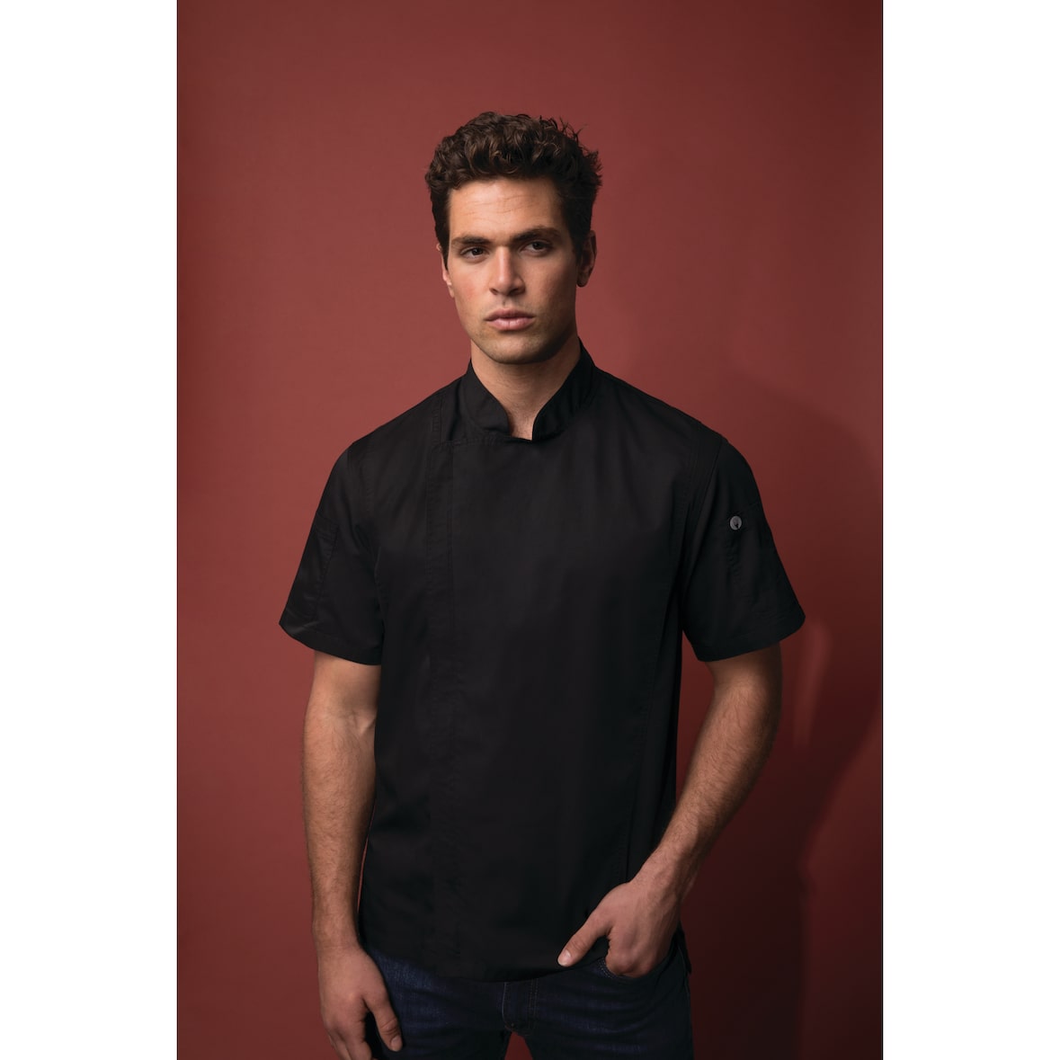 Chef Works® Kochjacke SPRINGFIELD Cool Vent™, Reißverschluss, Schwarz, Größe L