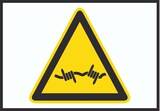 thumbnail of Achtung Stacheldraht Symbol A6 Rückseite selbstklebend Schild