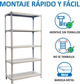 thumbnail of SimonRack Estantería Metálica, 1800x900x300 mm, 5 Alturas, Bandeja Metal, 180 kg de Punto Flexión, Incluye Funda, Blanco - Simonclick