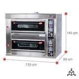 thumbnail of Romux® Forno de Pizza a Gás Butano de 2 câmaras para 4+4 pizzas de 32 cm com Base Cerâmica Refratária e Termostato | Temperatura 400 °C - 20000W