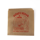 thumbnail of DayBays 20 Kg Döner-Tüten 16x16 cm braun mit rotem Druck "DÖNER KEBAB" und Spenderbox