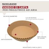 thumbnail of Fackelmann Carta da forno per friggitrice ad aria 50 pz, Vassoio per friggitrice rotondo, stampo monouso in polpa di legno, max 230 °C, 20x4,5 cm