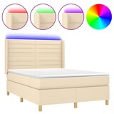 thumbnail of vidaXL Boxspringbett mit Matratze & LED Creme 140x190 cm Stoff