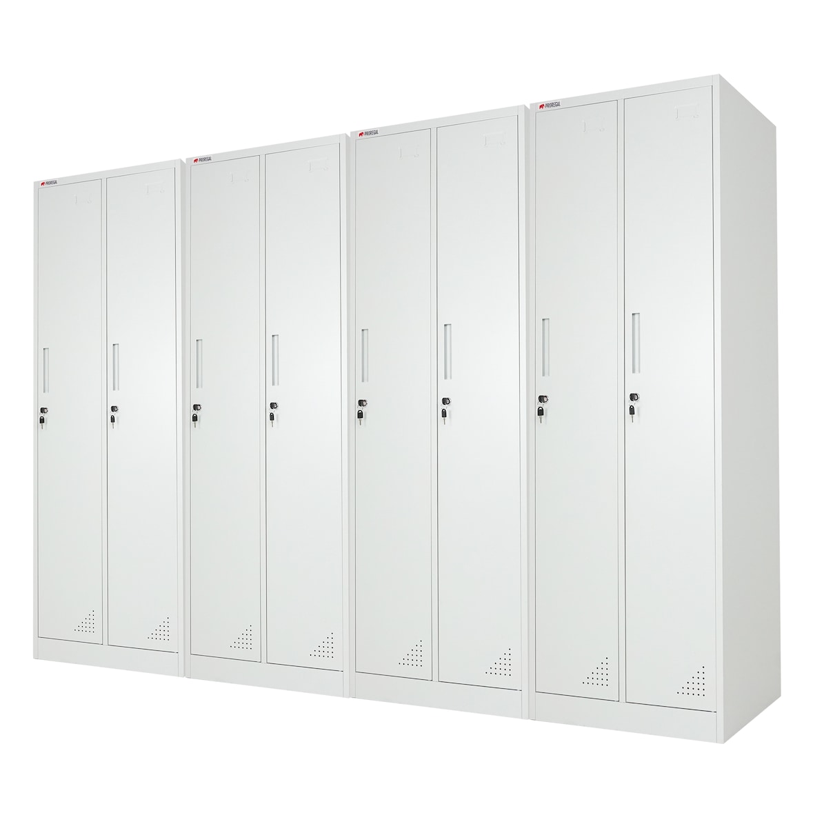 PROREGAL Mega Deal 4x Spind Schrank ELEPHANT Metall 2 Abteile 180x60x50cm Kleiderstange & Kleiderhaken Lichtgrau Spindschrank Kleiderschrank