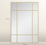thumbnail of Wandspiegel, dekorativer Spiegel mit Metallrahmen, goldfarbene Streifen, Mehrschichtglas, 90B x 2T x 60H cm