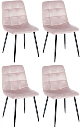 thumbnail of DELUKE® Esszimmerstühle 4er Set VOUL - Pink, Samt Gesteppter Polsterstuhl Küchenstuhl mit Bodenschonern Esszimmerstuhl Stuhl Esszimmer Küchenstühle