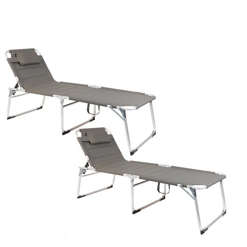 Lex 2er-Set XXL Aluminium Gartenliege 2 m Sonnenliege gepolstert Kopfkissen klappbar