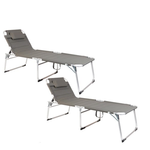 2er-Set XXL Aluminium Gartenliege 2 m Sonnenliege gepolstert Kopfkissen klappbar