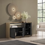 thumbnail of Sideboard, Highboard, 156x80x37 cm, 3 Türen, LED, Schwarz Eiche