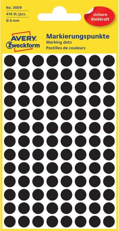 AVERY® Zweckform Markierungspunkte, Ø 12 mm, 5 Bogen/270 Etiketten, hellgrün