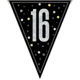 thumbnail of Wimpelkette schwarz gold silber Zahl 16