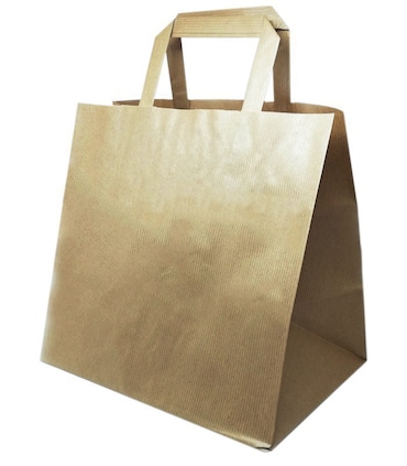 Bolsa de papel kraft con asa plana 27x32+18cm (250Uds)