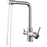 thumbnail of Félix | Grifo de agua potable de 3 vías de plata cepillada premium | Grifo de cocina de ósmosis de acero inoxidable - 360 grados |Filtrar 3 conexiones