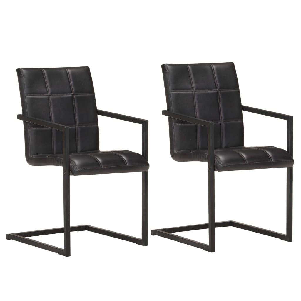 vidaXL Eetkamerstoelen 2 st echt leer zwart