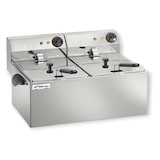 thumbnail of Teknoline, FRIGGITRICE DOPPIA 6+6 Lt, acciaio inox, Termostato di lavoro 50-180°C e sicurezza, Resistenze removibili, 3250+3250W-230V/1N, Mod.FR8+8.