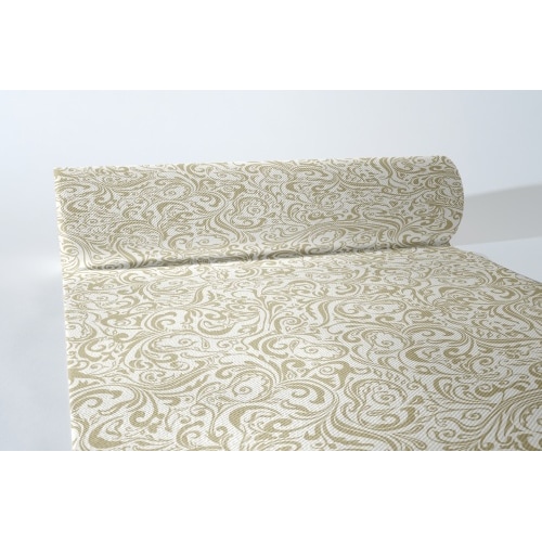 MANK Tischläufer Airlaid Lias in Champagner-Hellbraun, 40 cm x 24 m , 1 Stück - Ornamente Tischtuch