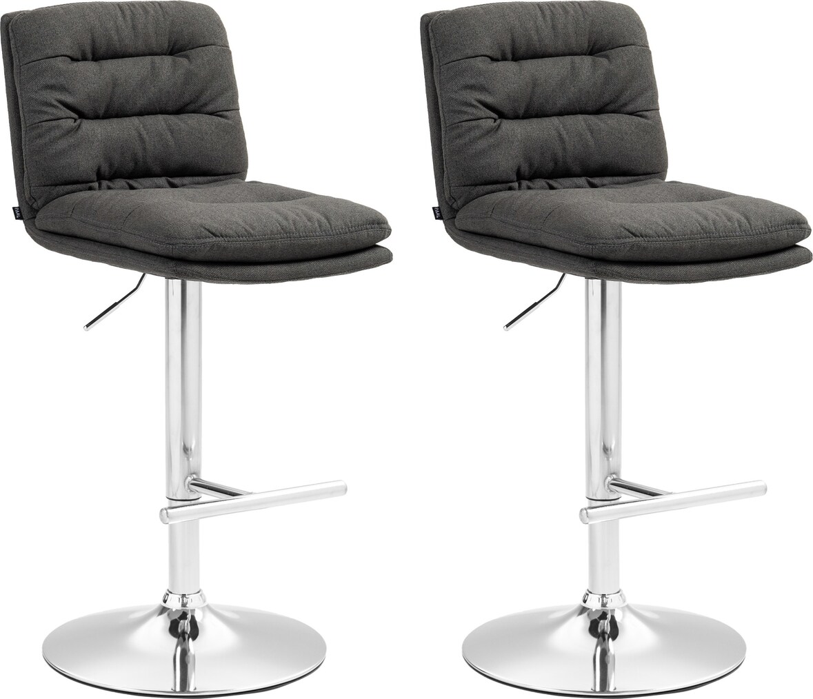 CHEFGASTRO 2er Set Barhocker SEGOVIA Stoff Chrom HxBxT 94x42x56cm Stoff Dunkelgrau Barstuhl
