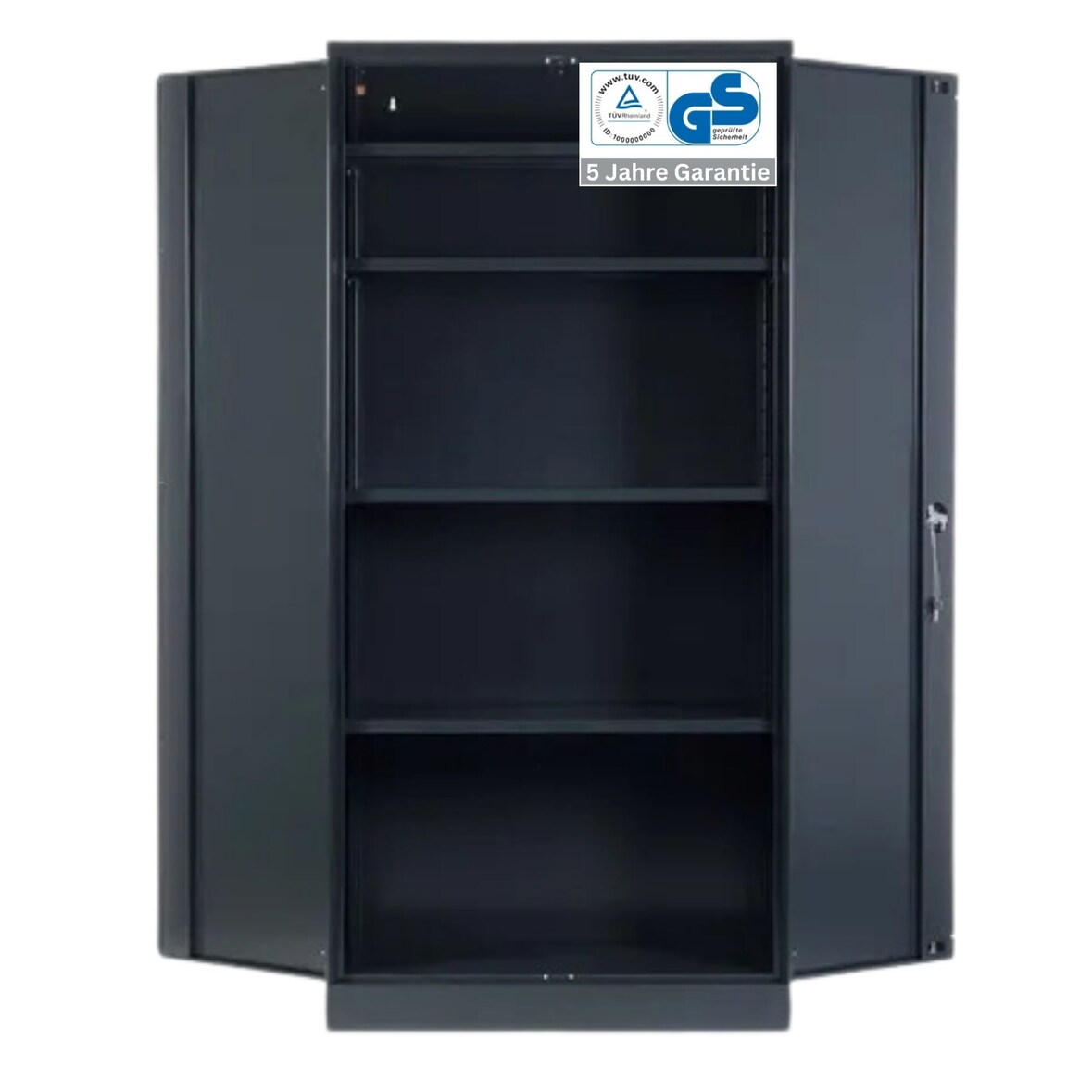 PROREGAL Stahlschrank BEE mit 9 lackierten Fachböden | HxBxT 195x92x60cm | Anthrazit-Anthrazit | Werkstattschrank Werkzeugschrank Aktenschrank