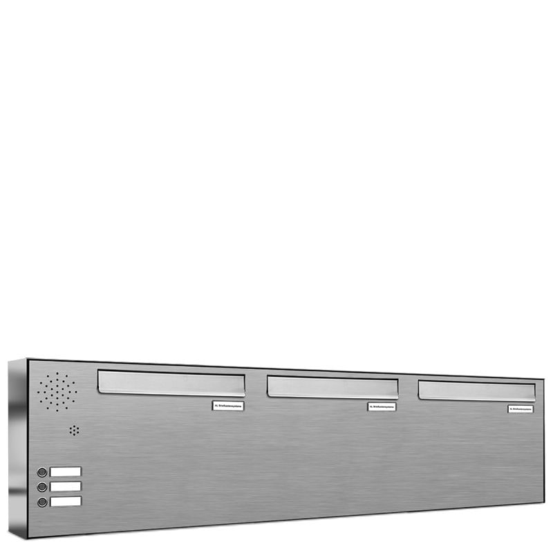 AL Briefkastensysteme 3 Fächer Premium Edelstahl Durchwurf Briefkasten Anlage für Post A4, modern, robust, wetterfest, Artikelnummer: 331V3DZ3KSL