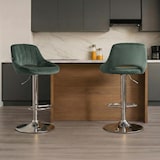 thumbnail of Banco alto Milet Veludo verde/cromo