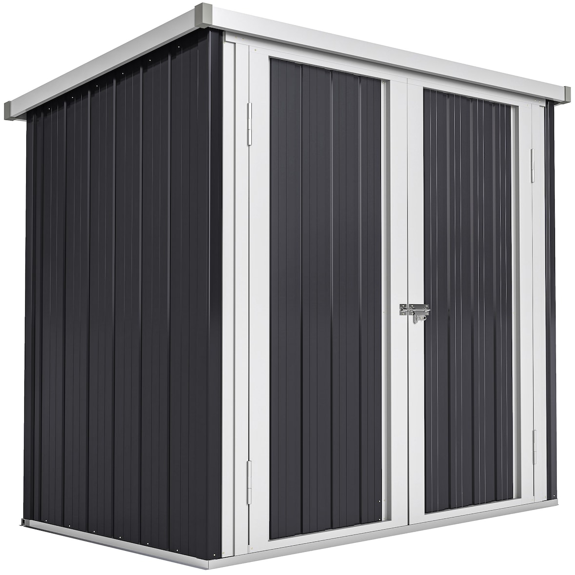 Cobertizo de jardín de exterior 1,26 m² 147x86x134 cm caseta de metálico con 2 puertas y cerradura para almacenamiento de herramientas negro