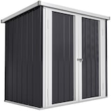 thumbnail of Cobertizo de jardín de exterior 1,26 m² 147x86x134 cm caseta de metálico con 2 puertas y cerradura para almacenamiento de herramientas negro
